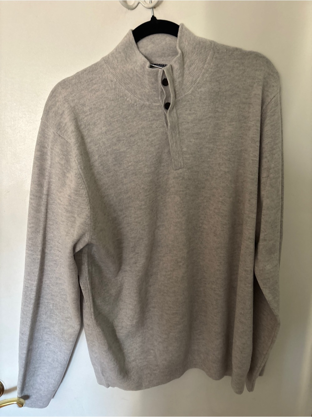 Charles Tyrwhitt Light Gray Quarter-Button Crewneck Sweater
